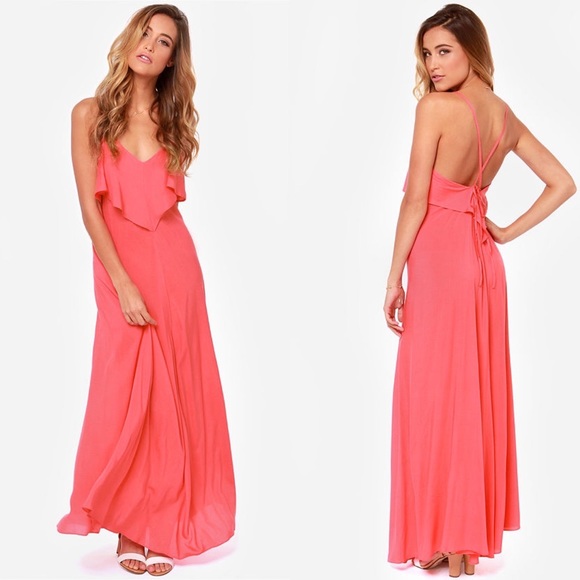 Lulus Dresses & Skirts - Lulus | Silent Lagoon Coral Pink Maxi Dress